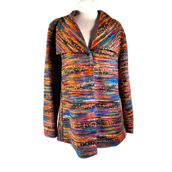 City Girl Nancy Bolen Multicolor Patterned Jacket L - Picture 1 of 5